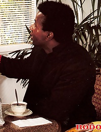 Black seventies guy sharing his blonde maid with his friend