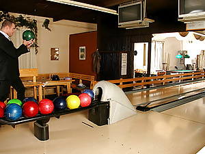 Horny bowling alley chick fucking