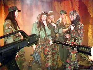 Army teenies toying their tight pussies together