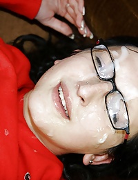 Guys covering the new secretary with their thick sperm loads