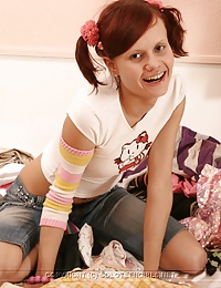Teen tries on cloths and uses vibrator