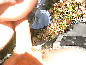 Have a look at this attractive ho, sucking fella's stiff dick after having nice walk in the forest.