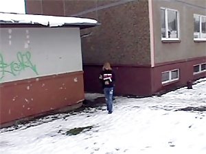 Teenage blonde enjoys a thick load of senior cum