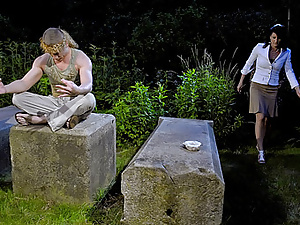 Fetish threesome peeing outdoors